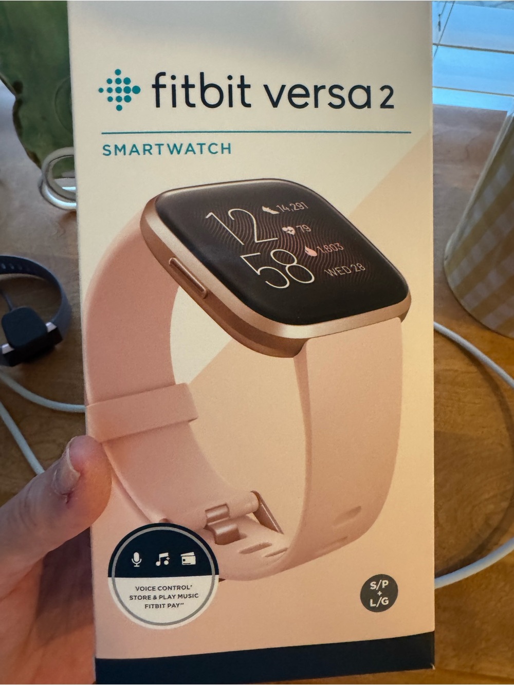 Fitbit Versa 2 Smartwatch - Pink/Gold base, gray band